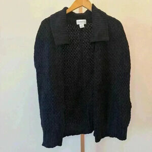 Chadwicks Women's Navy Sweater L Shawl Collar Casual